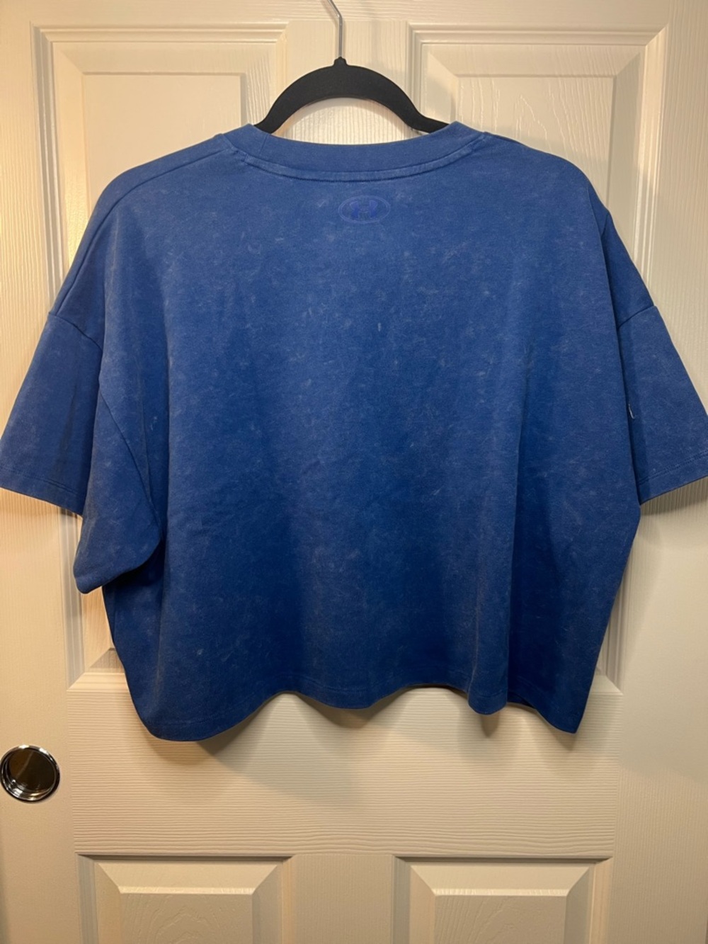 Under Armour Blue Cropped T-Shirt Women’s Large Athletic Graphic Logo - Picture 6 of 12